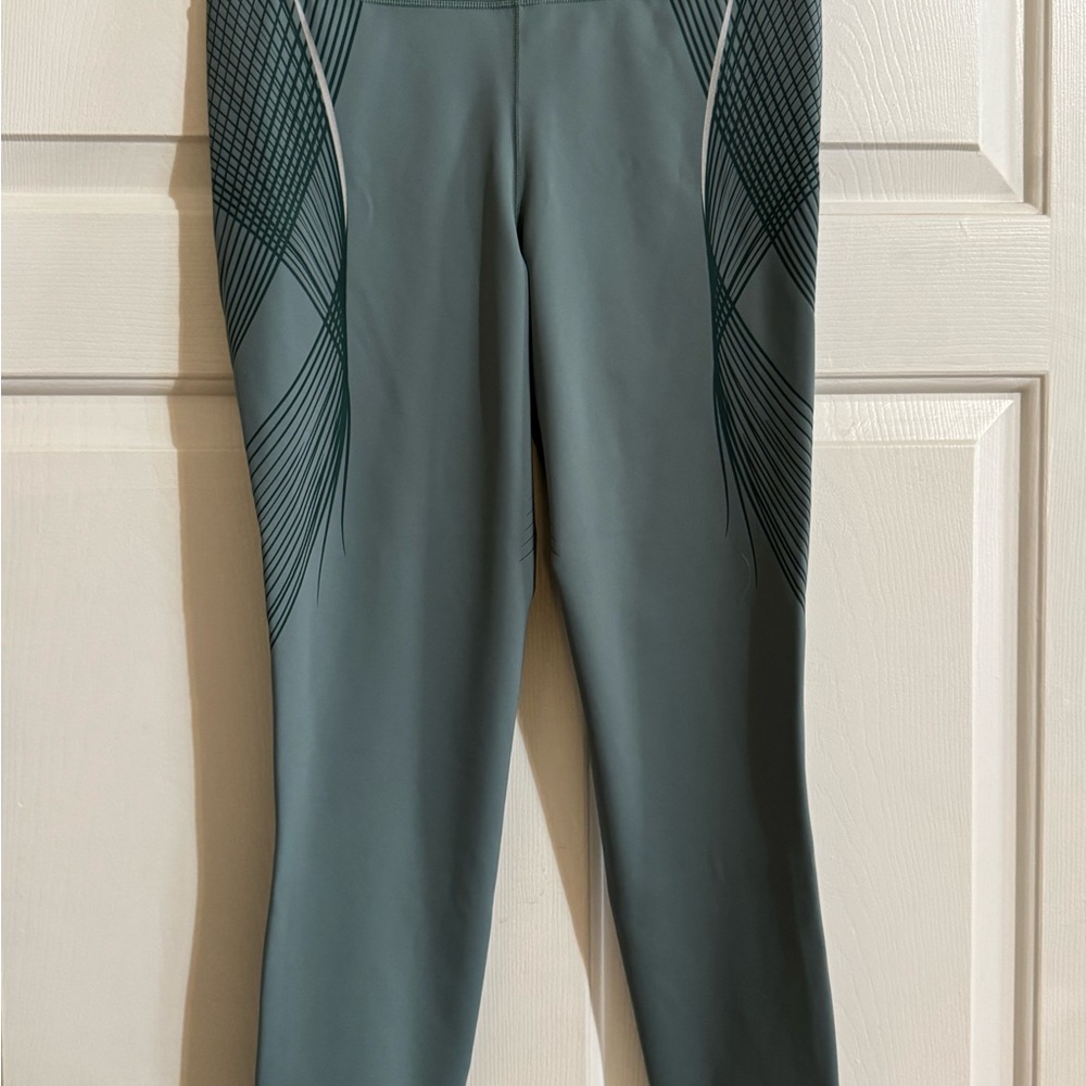 Nike Gray and Green Athletic Leggings